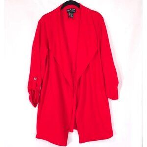 FRANK LYMAN MONTREAL Collection Red‎ Knit Jacket Size 8 Longline Blazer 226274